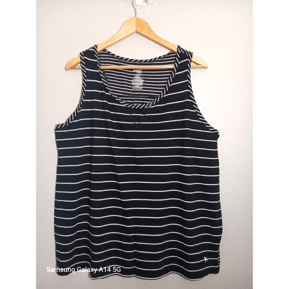 Danskin Now Athletic Sports Stripped Sleeveless Black Plus Siz 2X/18W Top Blouse - Picture 5 of 8